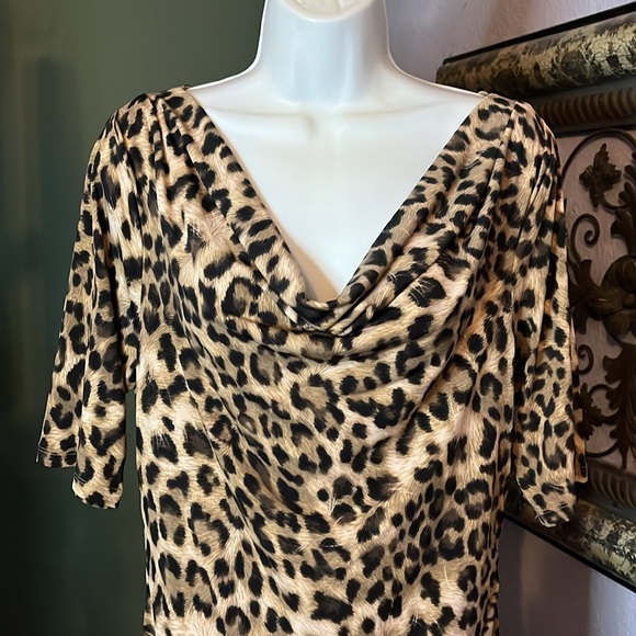 # 16EUC INC Stunning Brown leopard print ruched sides dress. Sz XL -superb dress - Picture 2 of 10